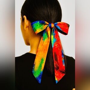 Vintage Twilly Scarf – Headband or Purse Accessory Colorful Abstract Scarf